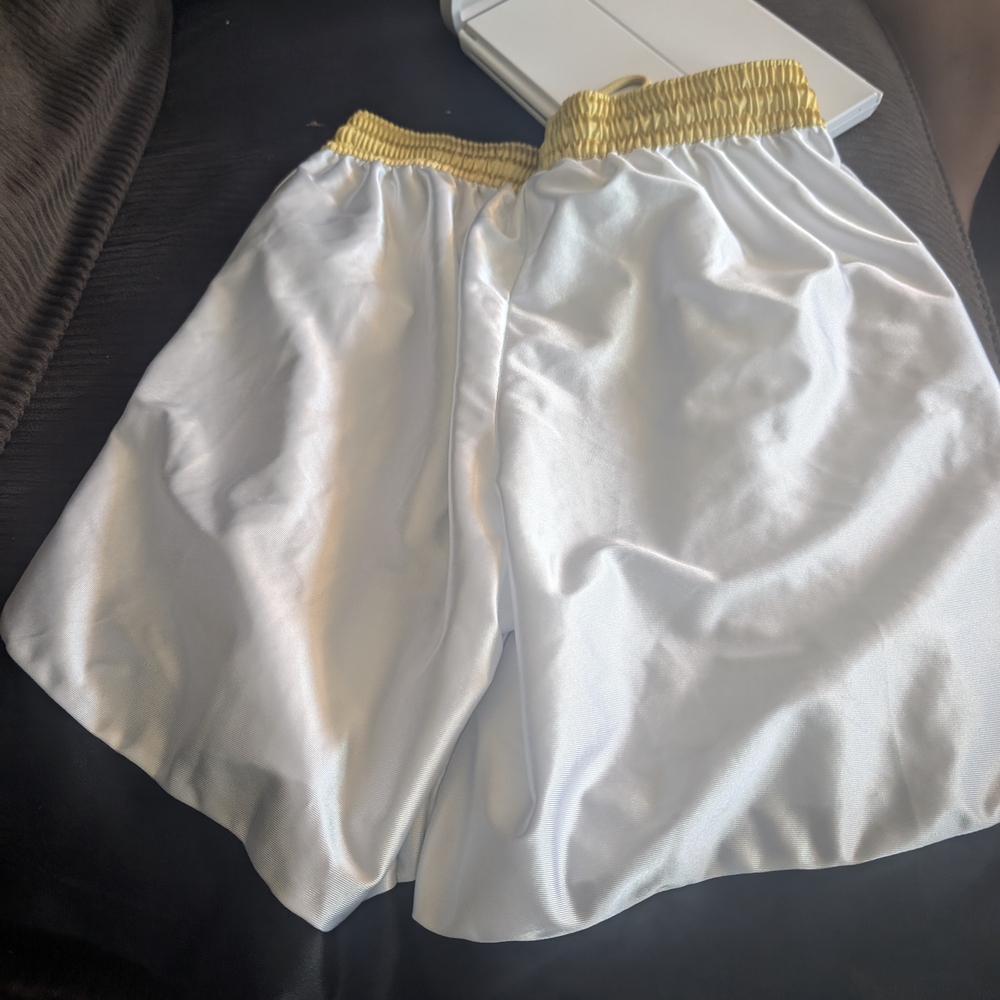 White and Yellow Athletic Shorts